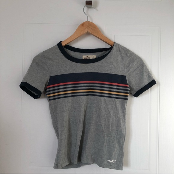Hollister Grey Striped Crop Top - Picture 1 of 2